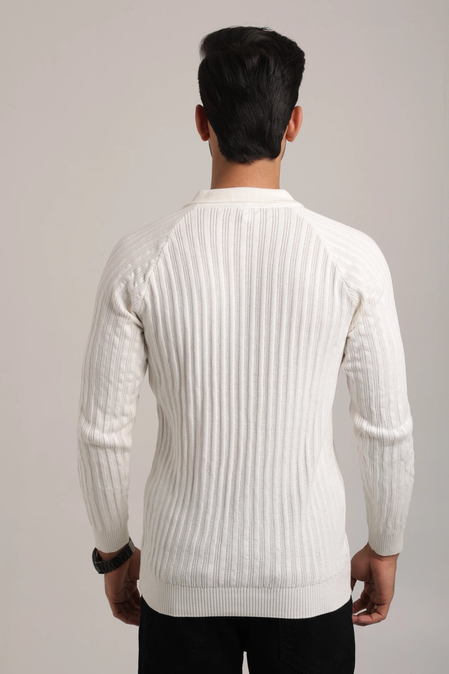 Full Sleeves Zipper Collar Knitted T-Shirt for Men -FST-001