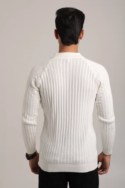 Full Sleeves Zipper Collar Knitted T-Shirt for Men -FST-001