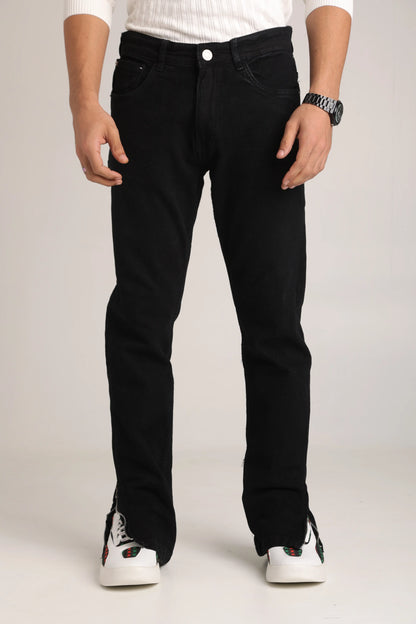 Men’s Straight Fit Bottom Jeans – Classic Black
