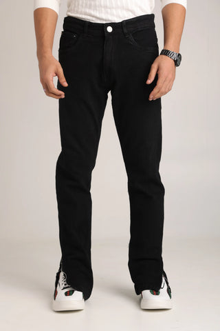 Men’s Straight Fit Bottom Jeans – Classic Black