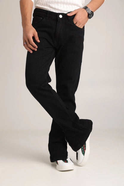 Men’s Straight Fit Bottom Jeans – Classic Black