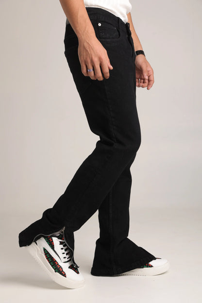 Men’s Straight Fit Bottom Jeans – Classic Black