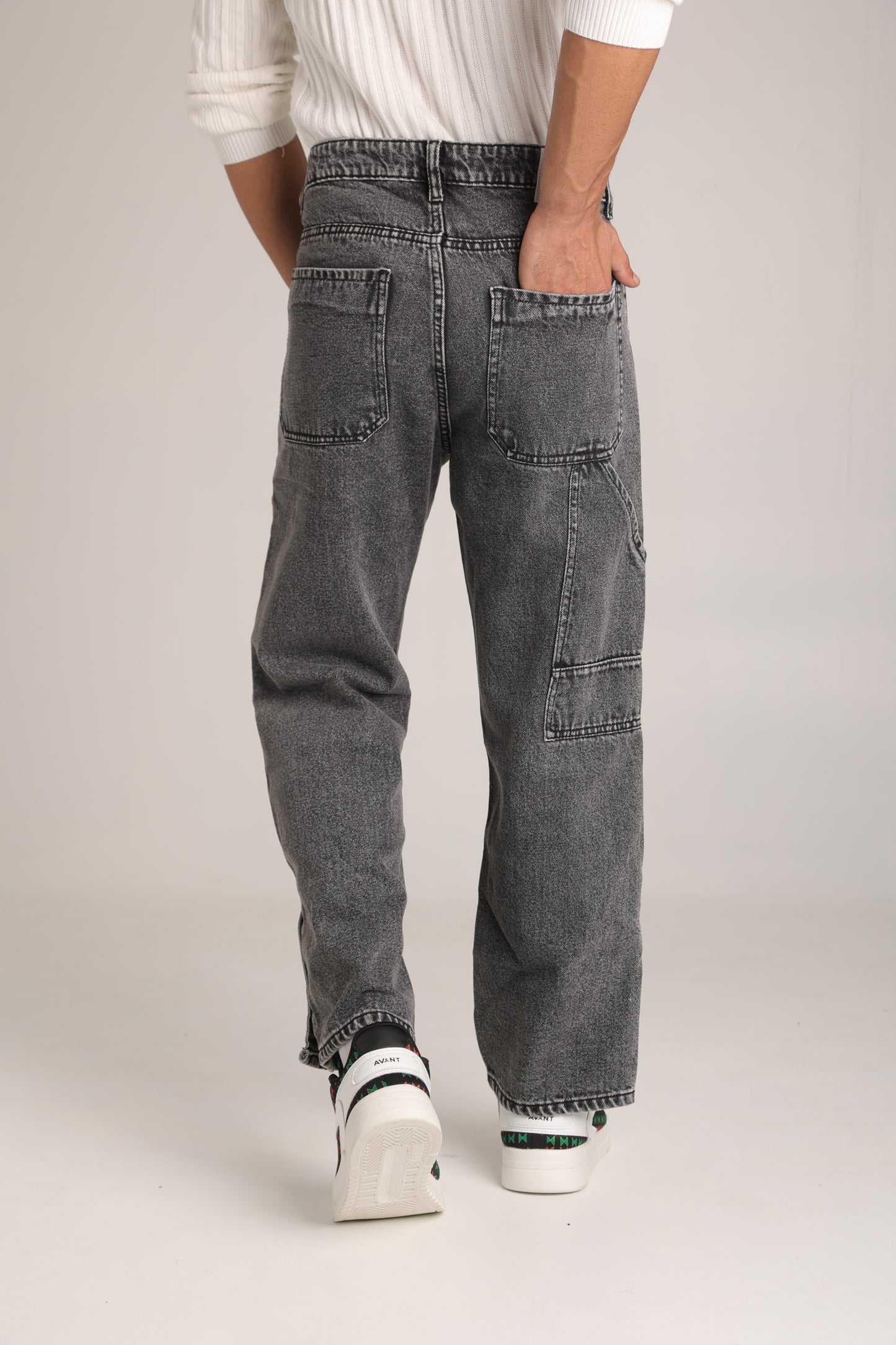 Men’s Baggy Bottom Button Jeans – Trendy Streetwear