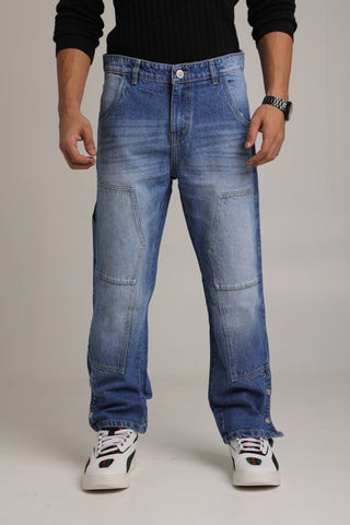Men's Mid-Wash Baggy Carpenter Jeans