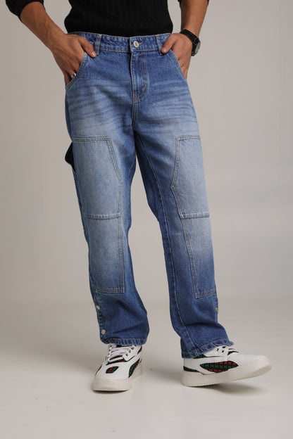 Men's Mid-Wash Baggy Carpenter Jeans