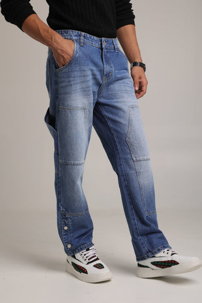 Men's Mid-Wash Baggy Carpenter Jeans