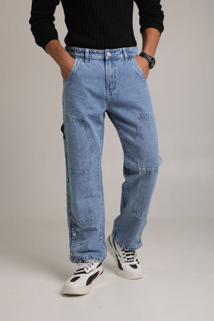 Men's Mid-Wash Baggy Carpenter Jeans