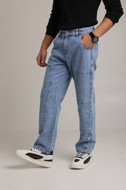 Men's Mid-Wash Baggy Carpenter Jeans
